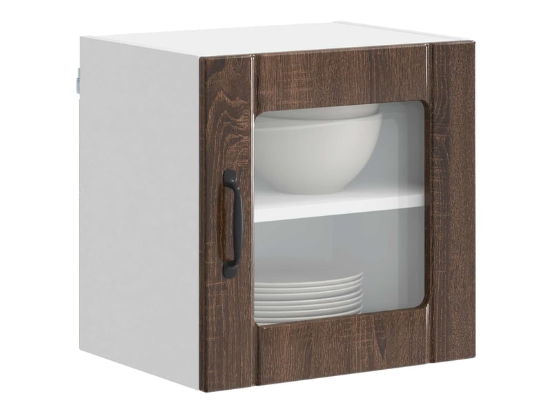 Meuble mural de cuisine, cabinet en verre mural 2 pcs chêne brun bois d'ingénierie shl4623 - Conforama C