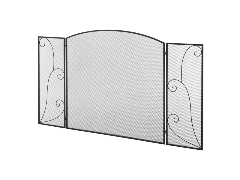  Pare-feu pliant à charnières, 132,5 x 76,5 cm, cadre en acier robuste, treillis métallique décoratif, noir  - Conforama B