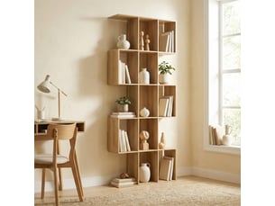 Bibliothèque en forme de s à 5 niveaux pour salon, chambre, bureau, 80 x 24 x 200 cm, chêne