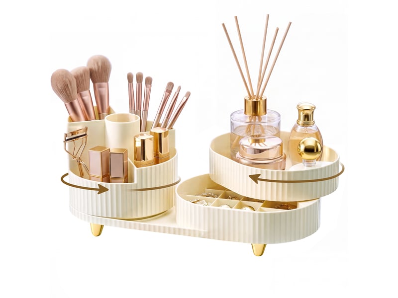  Rangement maquillage, rotatif 360°, 2 niveaux, blanc  - Conforama A
