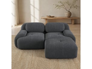 Canapé d'angle modulaire 208x178x70cm 2 places, canapé de salon, ergonomique, meuble de salon, velours côtelé, gris