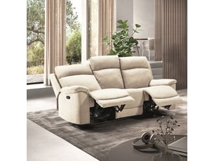 Canapé droit relax manuel <strong>ALTOBUY</strong> <strong>BRIANA</strong> 3 places Polyester beige