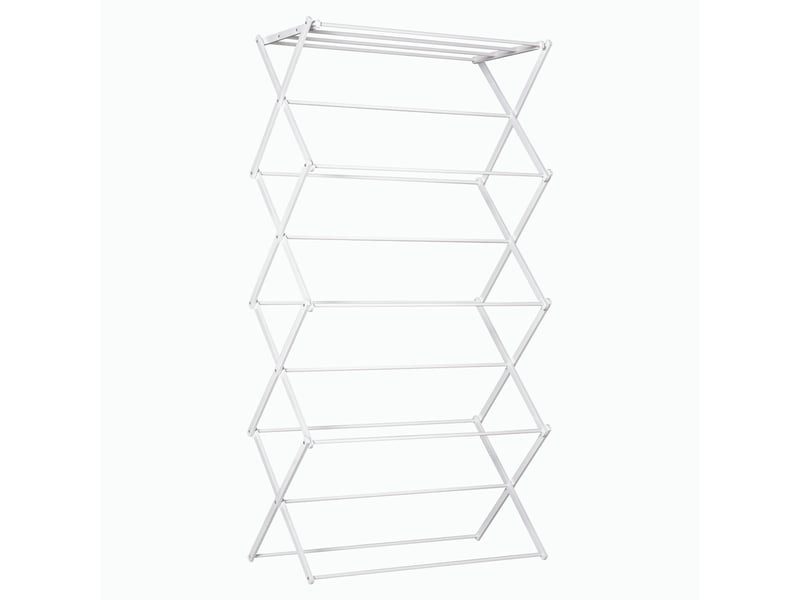 Séchoir à linge pliable à 8 niveaux, modèle tour, métal et plastique, blanc, 74 x 35 x 144 cm  - Conforama B