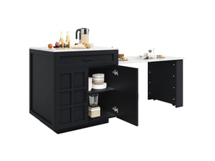 Îlot de cuisine extensible 133-202 x 70 x 93,5 cm avec rangement, noir