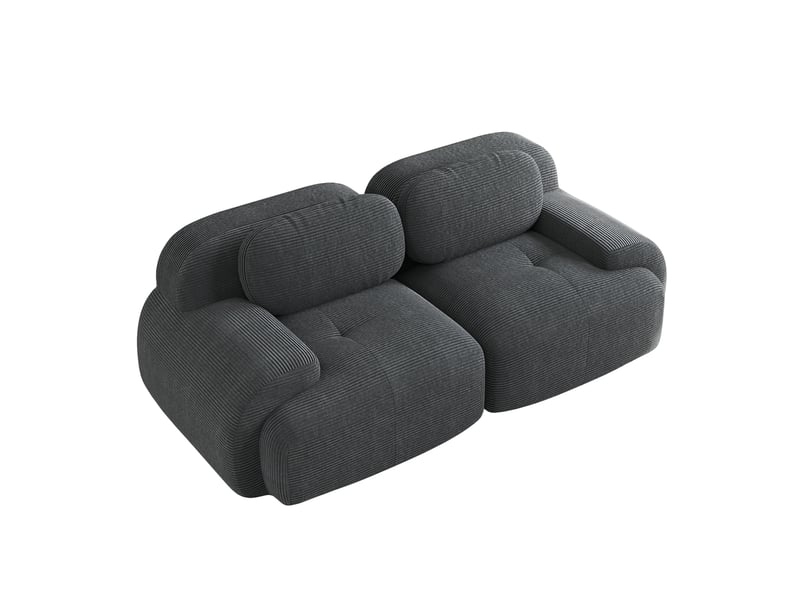  Canapé 2 places 208x103x70 cm modulaire en tissu corduroy gris  - Conforama A