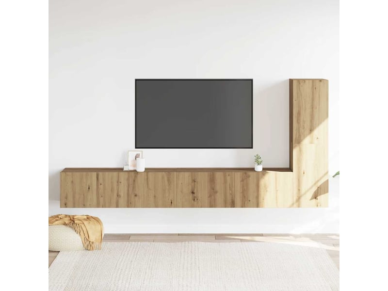  Lot de 3 meuble tv mural, meuble tv suspendu chêne artisanal bois d'ingénierie shl82206  - Conforama C