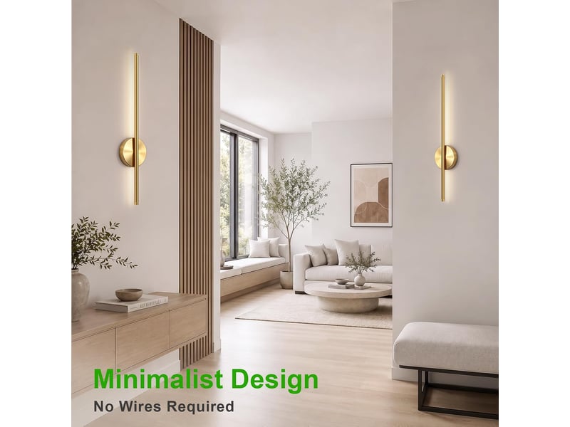  Lot de 1 appliques murales pour salon – 3 températures de couleur, pour intérieur-or - 60 cm  - Conforama E