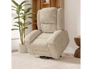 Fauteuil relax électrique - 93x83x106cm - massage 8 points, chauffage lombaire & aide au relevage - tissu suédine - beige