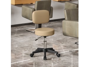 Tabouret de bureau à roulettes 35x35x84 cm réglable avec dossier marron clair