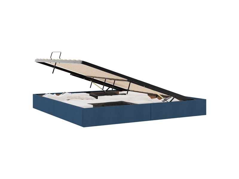  Lit double- lit adulte -  cadre de lit ottoman avec stockage bleu 200 x 200 cm tissu  - Conforama A