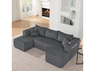 Canapé d’angle modulable 3 places 230x138x75 cm gris
