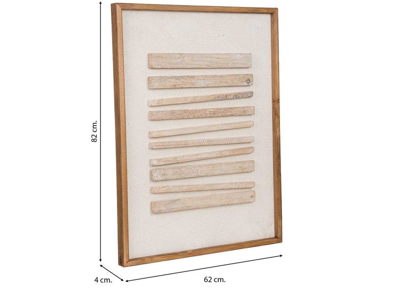 Tableau artisanal en bois recyclé relief beige et blanc 62x4x82 cm h - Conforama C