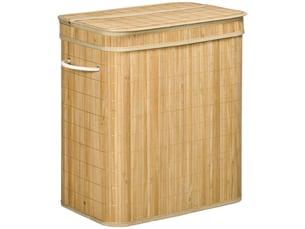 Panier à linge pliable en bambou 90 l avec sac amovible et couvercle