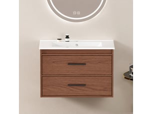 Meuble de salle de bains 75 cm brun rouge avec 2 tiroirs