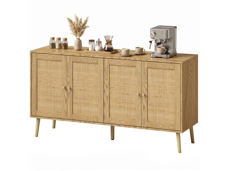  Buffet 4 portes avec étagères réglables coloris naturel 140 x 40 x 75 cm  - Conforama B