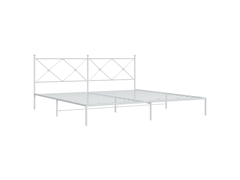  Lit double- lit adulte -  cadre de lit métal sans matelas et tête de lit blanc 200x200 cm  - Conforama B