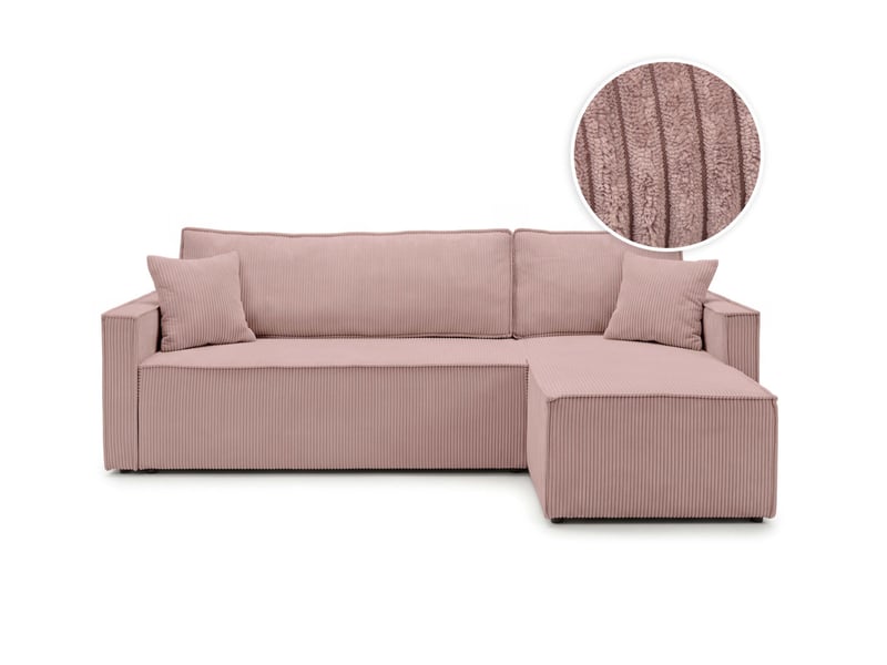  Farah - canapé d'angle reversible convertible 4 places accoudoirs slim velours cotelé  - Conforama A