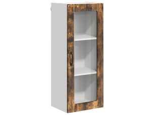 Meuble mural de cuisine, cabinet en verre mural chêne fumé 40x31x100cm shl8672