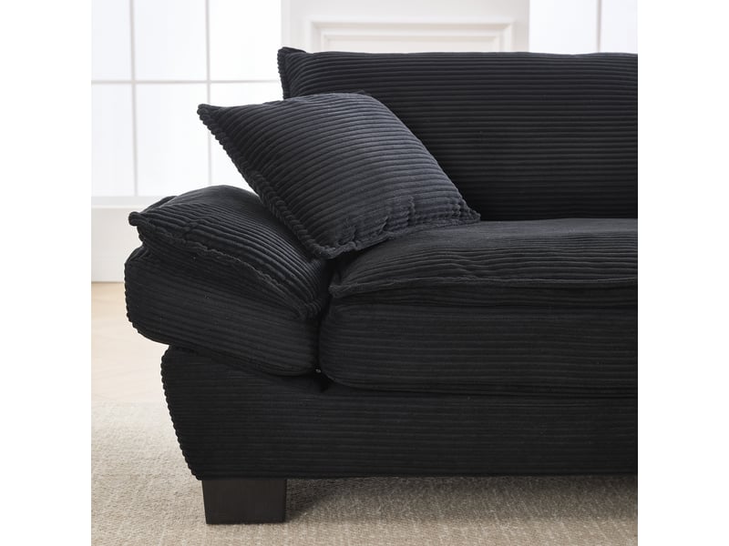  Canapé 2 places en velours noir 224x81x81 cm avec coussins inclus et accoudoirs rembourrés  - Conforama W