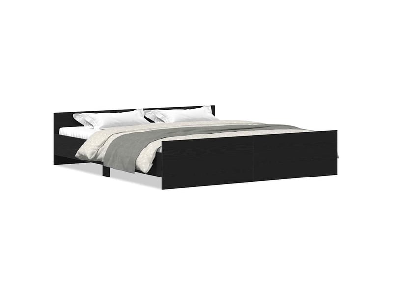  Lit double- lit adulte -  cadre de lit sans matelas en chêne noir 200x200 cm bois d'ingénierie  - Conforama A