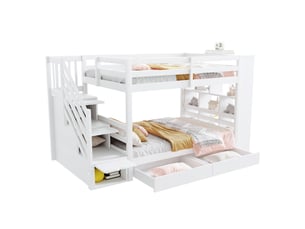 Lit avec rangement 90x200 cm MEUBLIV coloris blanc
