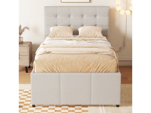 Lit gigogne 90x190 cm <strong>ZOVIRA</strong> <strong></strong> coloris beige