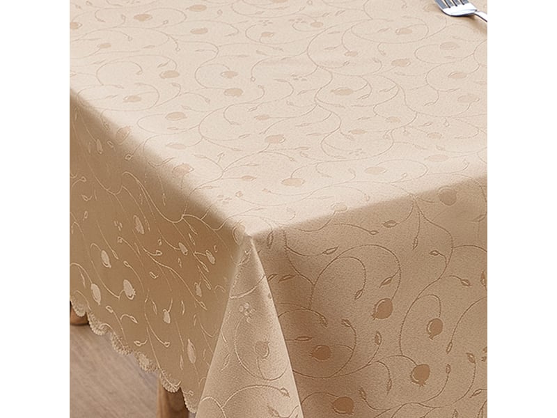  Nappe de table - 130x220 cm - nappe imperméable effet lotus et anti-taches - beige  - Conforama C