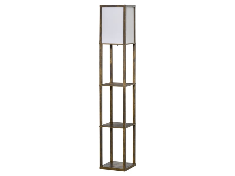  Lampadaire avec 3 compartiments de rangement pour ampoules e27 (40 w max.) pour salon, 26 x 26 x 160 cm, brun rustique  - Conforama B