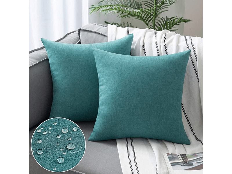  Lot de 4 housses de coussin décoratives d'extérieur imperméables, housse de coussin carrée imperméable pour patio, balcon, jardin, pour canapé, lit, t, 45 x 45 cm, vert  - Conforama E