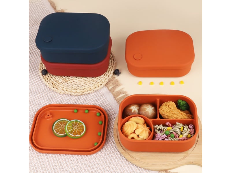  Boîte à lunch en silicone rouge foncé, 7,5*5,5*2,8 pouces, allant au micro-ondes, à plusieurs compartiments, hermétique  - Conforama C