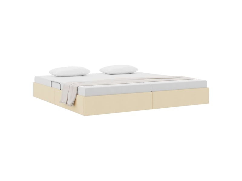  Lit double- lit adulte -  cadre de lit ottoman avec stockage crème 200 x 200 cm tissu  - Conforama B
