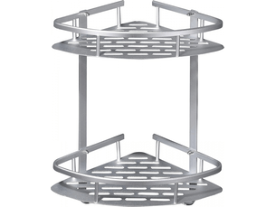 Étagère de douche sans perçage, étagère de salle de bain en aluminium, rangement de douche antirouille, étagère d'angle de salle de bain avec 2 croch