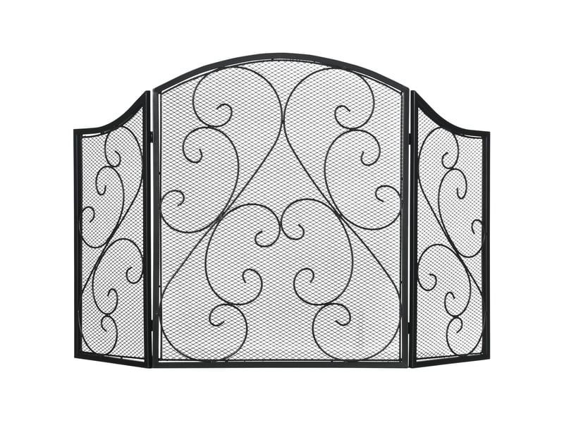  Grille de cheminée pliable 3 panneaux design vintage métal noir pour protection sécurisée  - Conforama A