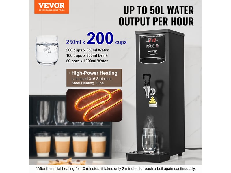 Vevor distributeur d'eau chaude commercial fontaine à eau sur réseau 15 l café - Conforama B
