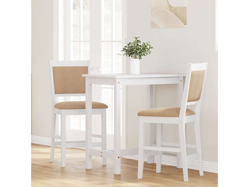  Lot de 2 tabouret de bar avec coussins en bois massif blanc et caoutchouc shl57718  - Conforama C