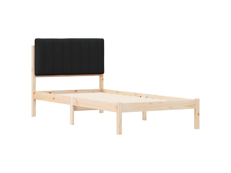  Lit simple- lit adulte -  cadre de lit avec tête de lit rembourrée noir 90 x 190 cm  - Conforama C