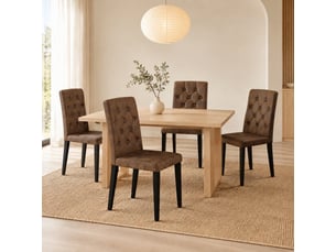 Lot de 4 chaises de salle à manger marron et noir, aspect velours