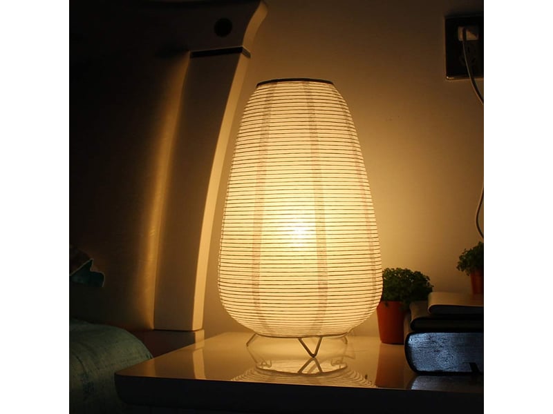  Lampe de table style japonais en papier de riz – lumière douce et chaleureuse, pour chevet, chambre et table  - Conforama E