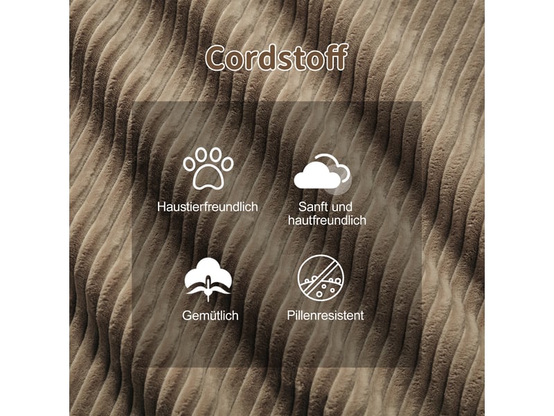 Canapé modulable d'angle en u profond avec ottoman, tissu velours côtelé marron, conception antidérapante, sans montage nécessaire - Conforama R