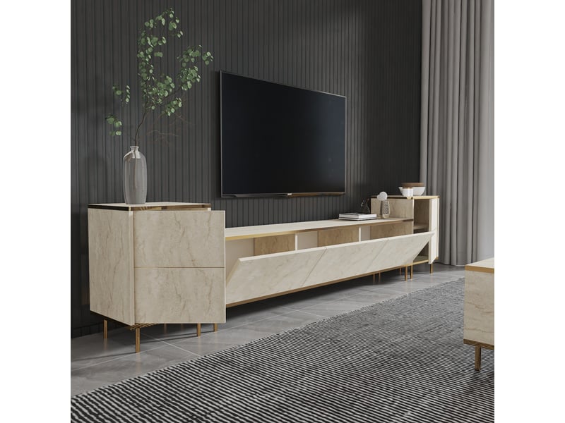  Meuble tv mobile avec étagères et meubles hauts imaj - or  - Conforama D
