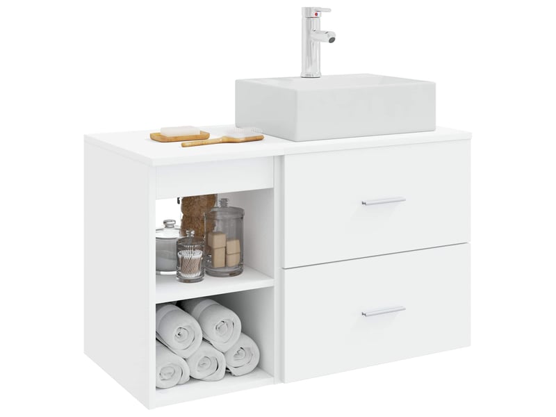 Ensemble de mobilier de salle de bain 2 pcs blanc shl919 - Conforama C