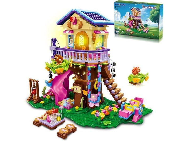 Maison arbre de 3 niveaux kit 618 pieces avec led toboggan accessoires 151498_AABHT19864_6_DROPFR - Conforama A