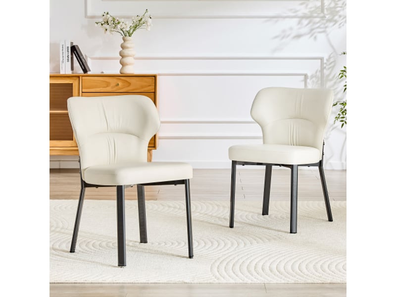 2 chaises de salle à manger en cuir pu, assise rembourrée, cadre métal noir – chaises uniquement - Conforama B
