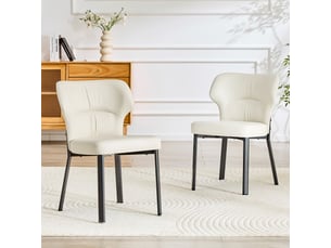 2 chaises de salle à manger en cuir pu, assise rembourrée, cadre métal noir – chaises uniquement