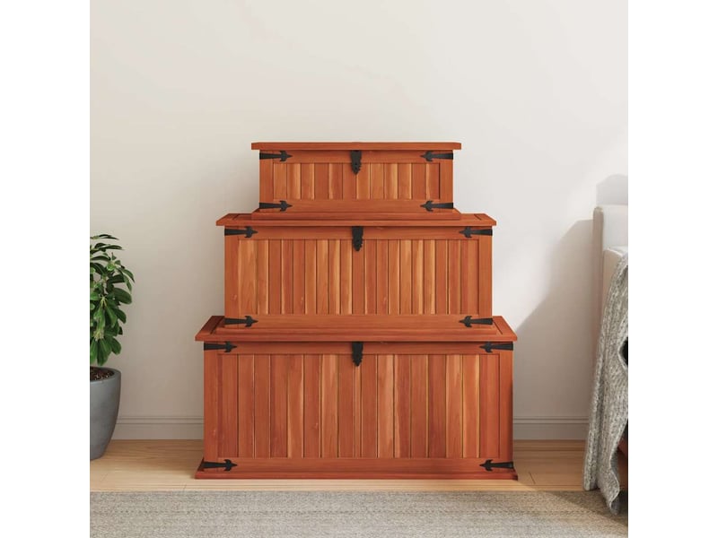 Coffres de rangement 3 pcs bois d'acacia solide - Conforama C