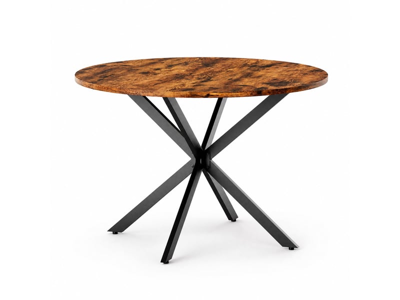 Table à manger ronde, 120x78 cm, salle à manger et pratique, plateau aggloméré et bois, piètement métal, coloris marron - Conforama A