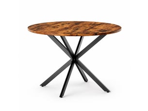 Table à manger ronde, 120x78 cm, salle à manger et pratique, plateau aggloméré et bois, piètement métal, coloris marron