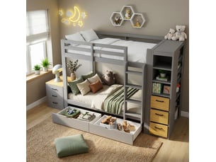 Lit superposé 2x90x200 cm <strong>WISHDOR</strong>  <strong></strong> coloris bicolore