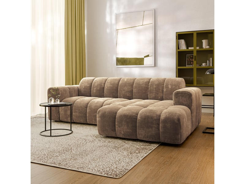 Canapé d'angle tisi, tissu chenille beige - Conforama B