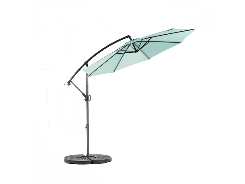  Parasol déporté 3 m avec inclinaison réglable, 8 baleines, polyester, vert clair  - Conforama A